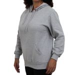 Blusa Avulsa Moletom Feminino Canguru com Capuz Cinza