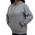 Blusa Avulsa Moletom Feminino Canguru com Capuz Cinza