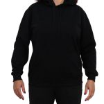 Blusa Avulsa Moletom Feminino Canguru com Capuz Preto
