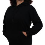 Blusa Avulsa Moletom Feminino Canguru com Capuz Preto