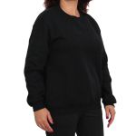 Blusa Avulsa Moletom Feminino Gola Careca Preto