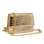 Bolsa Feminina Pequena Croco Dourada