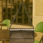Bolsa Feminina Pequena Croco Grafite