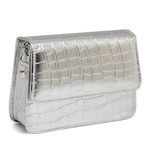 Bolsa Feminina Pequena Croco Prata
