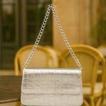 Bolsa Feminina Pequena Croco Prata