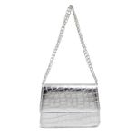 Bolsa Feminina Pequena Croco Prata