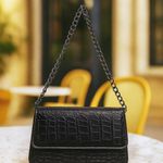 Bolsa Feminina Pequena Croco Preta