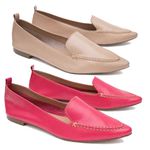 Kit 02 Mocassins Femininos Confort Bico Fino Couro Legítimo Pink e Nude