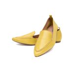 Mocassim Feminino Confort Bico Fino Couro Legítimo Amarelo