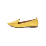 Mocassim Feminino Confort Bico Fino Couro Legítimo Amarelo