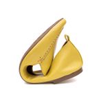 Mocassim Feminino Confort Bico Fino Couro Legítimo Amarelo