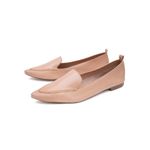 Mocassim Feminino Confort Bico Fino em Couro Nude