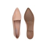 Mocassim Feminino Confort Bico Fino em Couro Nude