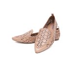 Mocassim Feminino Confort Bico Fino Couro Legítimo Nude