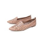 Mocassim Feminino Confort Bico Fino Couro Legítimo Nude
