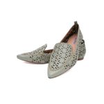 Mocassim Feminino Confort Bico Fino Couro Legítimo Verde Alga