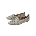 Mocassim Feminino Confort Bico Fino Couro Legítimo Verde Alga