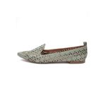 Mocassim Feminino Confort Bico Fino Couro Legítimo Verde Alga