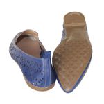 Mocassim Feminino Confort Bico Fino em Couro Azul Marinho