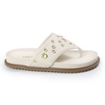 Sandália Papete Feminina de Dedo Sola Baixa Sintético Off White