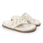 Sandália Papete Feminina de Dedo Sola Baixa Sintético Off White