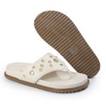 Sandália Papete Feminina de Dedo Sola Baixa Sintético Off White