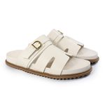 Sandália Papete Feminina Sola Baixa Sintético Off White