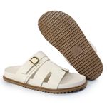 Sandália Papete Feminina Sola Baixa Sintético Off White