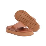 Sandália Papete Feminina Flatform de Dedo Sola Alta Caramelo