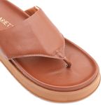 Sandália Papete Feminina Flatform de Dedo Sola Alta Caramelo