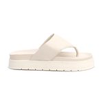 Sandália Papete Feminina Flatform de Dedo Sola Alta Off White