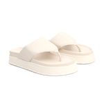 Sandália Papete Feminina Flatform de Dedo Sola Alta Off White