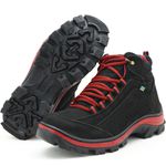 Bota Adventure Couro Legítimo Preto e Vermelho