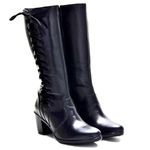 Bota Feminino Cano Alto Couro Legítimo Preto