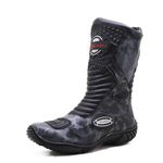 Bota Motociclista Couro Legítimo Cinza Camuflado