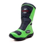 Bota Motociclista Couro Legítimo Verde e Preto