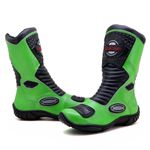 Bota Motociclista Couro Legítimo Verde e Preto