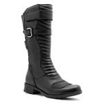 Bota Motociclista Feminina Couro Legítimo Preto