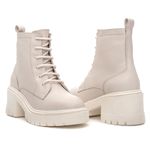 Bota Coturno Feminino Tratorado Couro Off White