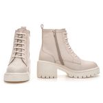 Bota Coturno Feminino Tratorado Couro Off White