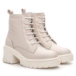 Bota Coturno Feminino Tratorado Couro Off White