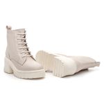 Bota Coturno Feminino Tratorado Couro Off White