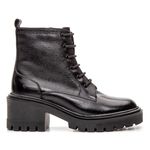 Bota Coturno Feminino Tratorado Couro Preto