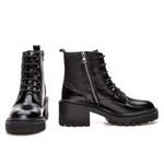 Bota Coturno Feminino Tratorado Couro Preto