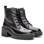 Bota Coturno Feminino Tratorado Couro Preto