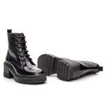 Bota Coturno Feminino Tratorado Couro Preto