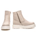 Bota Coturno Feminino Tratorado Couro Legítimo Off White