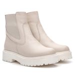 Bota Coturno Feminino Tratorado Couro Legítimo Off White