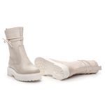 Coturno Feminino Tratorado Couro Off White