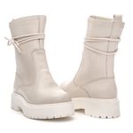 Coturno Feminino Tratorado Couro Off White